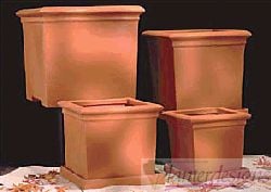 Poly Resin Square Footed Planters