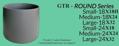 GTR Series - modern round aluminum planters