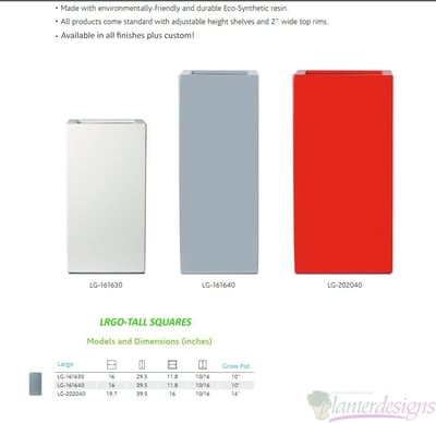 LRGO-Tall Resin Square Planters