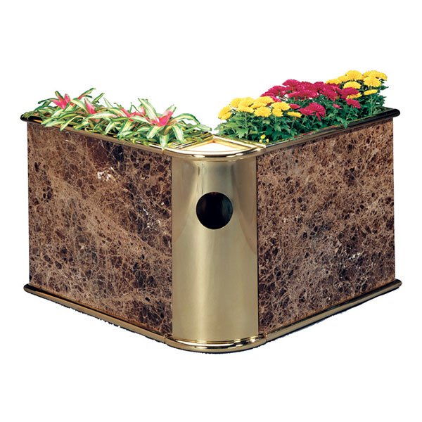 Custom V shape planter-stone,brass w/Ash-trash