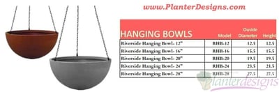 Riverside PolyResin Hanging Bowl Planters