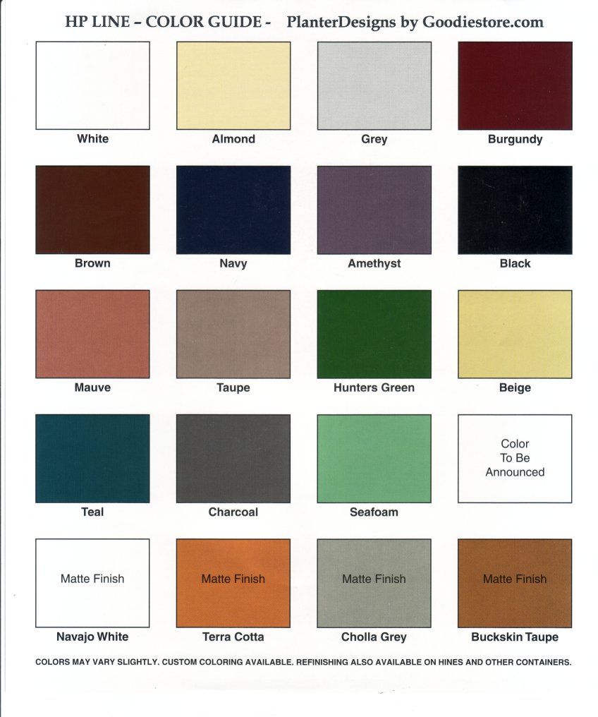 HP Poly Color Chart